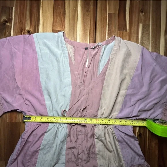 STORIA Colorblock Lightweight Pull On‎ Romper V-Neck Ruffle Dolman Sleeve Sz Med - Picture 8 of 10